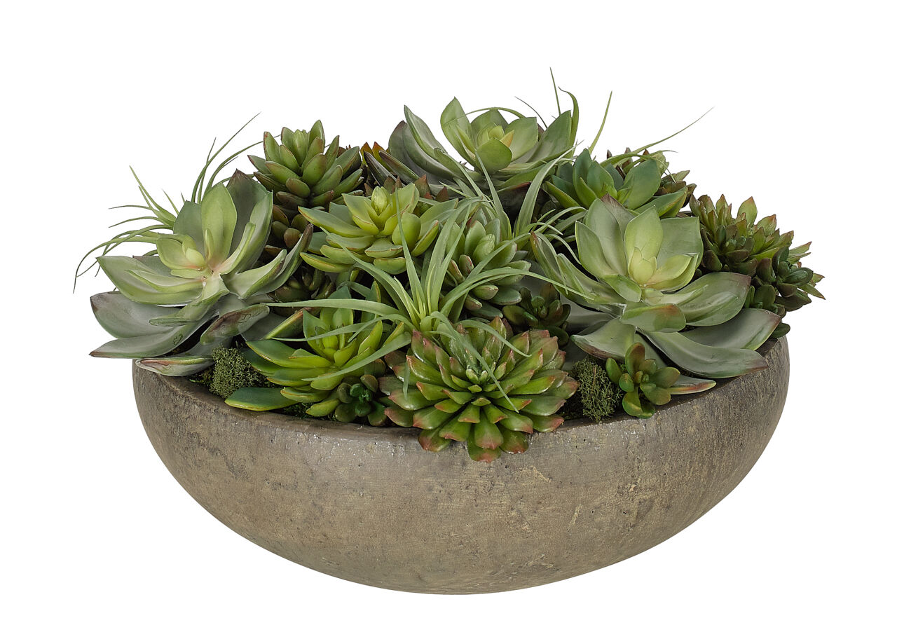 Succulent, Concrete Rectangle PlanterFaux Greenery, 8