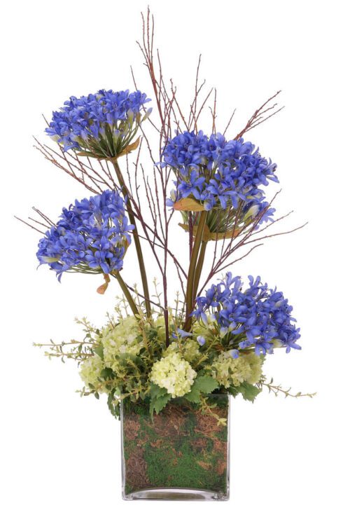 Agapanthus, Snowball Hydrangea, Faux Moss Garden, 33"