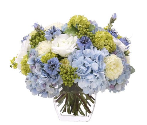 Rose, Hydrangea, Faux Watergarden, 13"