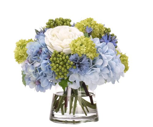 Rose, Hydrangea, Faux Watergarden, 11"