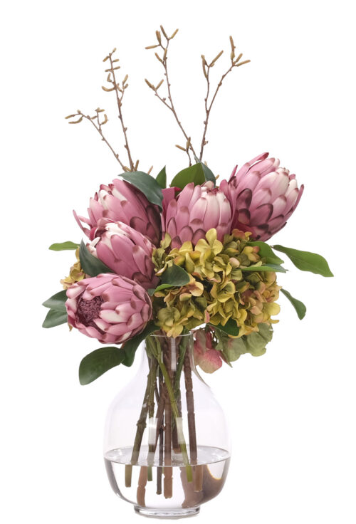 Protea, Hydrangea, Faux Watergarden, 27"