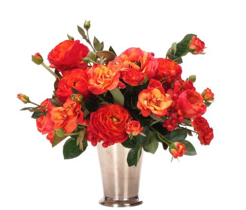 Rose, Ranunculus, Faux Arrangement, 15"