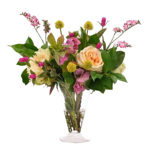 Rose, Hellebores, Faux Watergarden, 15"