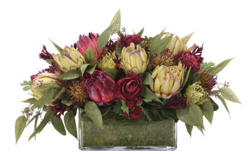 Protea, Peony, Faux Moss Garden, 16"