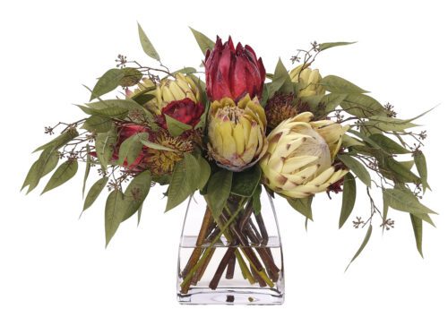 Protea, Peony, Faux Watergarden, 17"