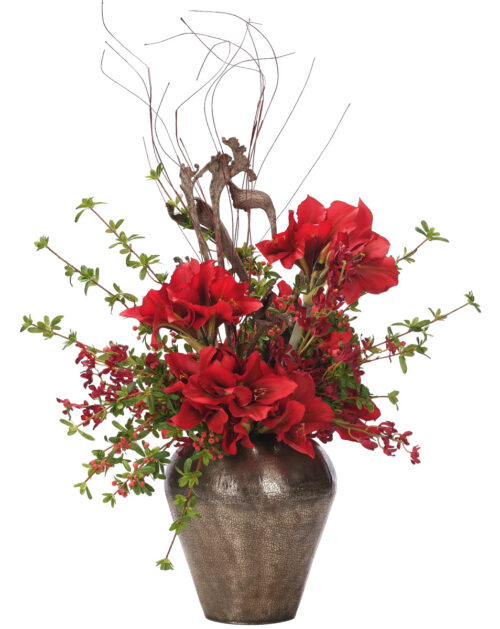 Red Amaryllis, Faux Arrangement, 43"