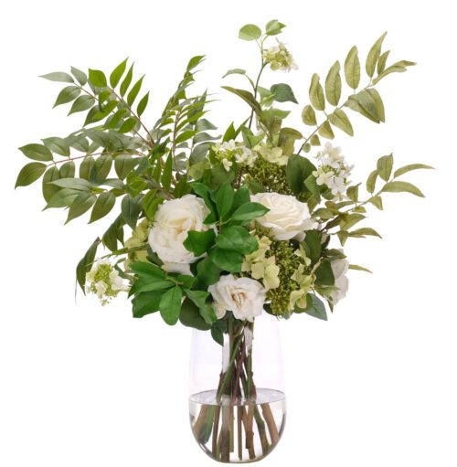 Hydrangea, Rose, Faux Watergarden, 28"