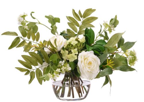 Hydrangea, Rose, Faux Watergarden, 19"