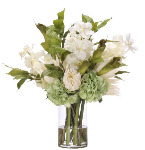 Protea, Hydrangea, Faux Watergarden, 27"