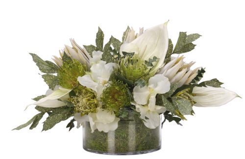 Protea, Anthurium, Faux Moss Garden, 22"