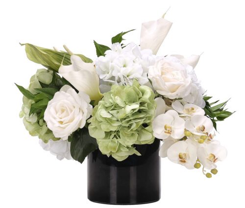 Hydrangea, Anthurium, Faux Watergarden, 17"