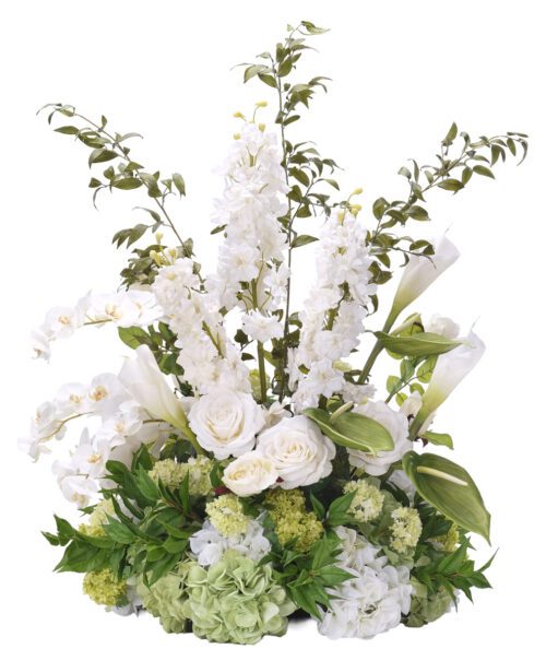 Delphinium, Anthurium, Faux Arrangement, 41"