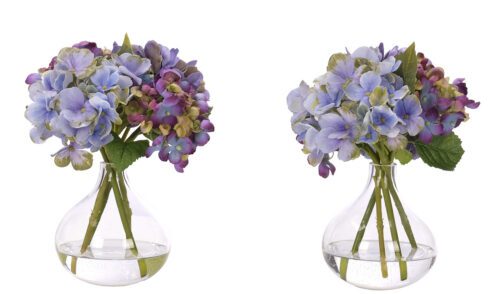 HydrangeaSet of 2, Faux Watergarden, 10"