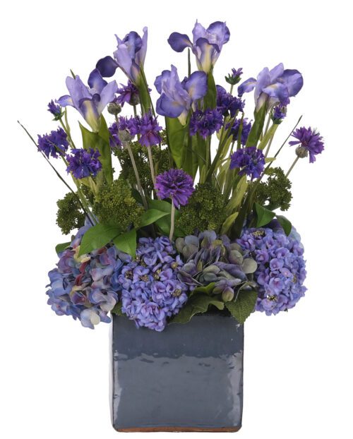 Hydrangea Iris, Faux Arrangement, 25"