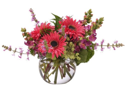 Gerbera Daisy Snapdragon, Faux Watergarden, 11"