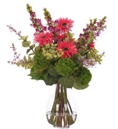 Gerbera Daisy Snapdragon, Faux Watergarden, 26"