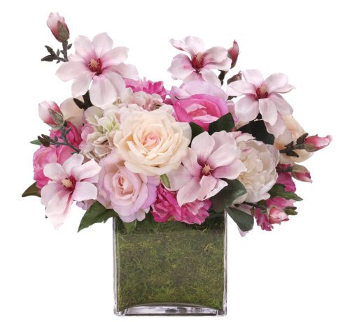 Rose Magnolia, Faux Moss Garden, 19"