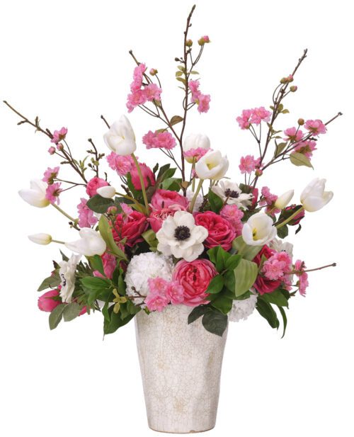 Anemone, Rose, Faux Arrangement, 32"