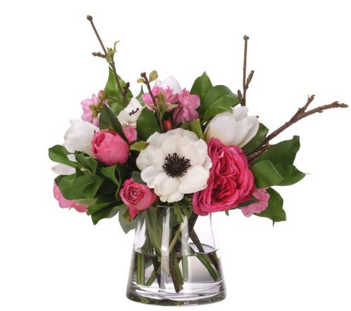 Anemone, Rose, Faux Watergarden, 14"