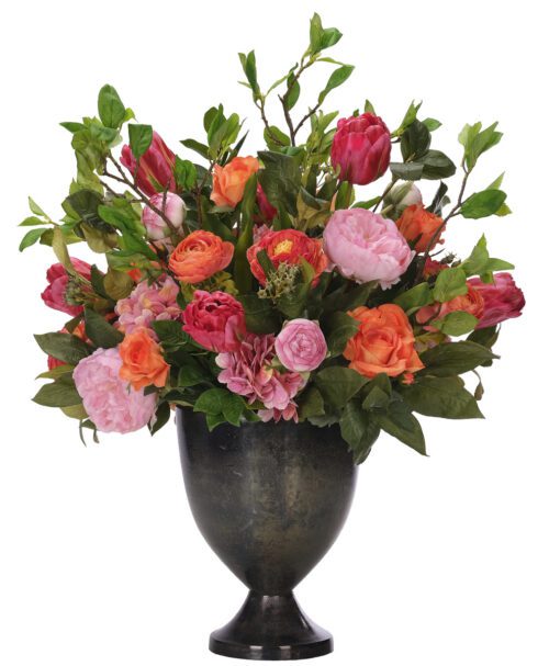 Tulip Ranunculus, Faux Arrangement, 32"