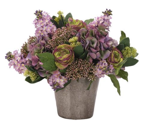Hydrangea Ranunculus, Faux Arrangement, 16"