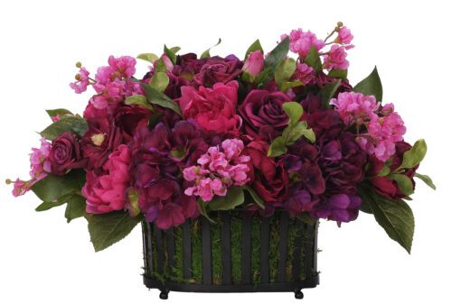 Hydrangea Rose, Faux Moss Garden, 15" (Final Sale)