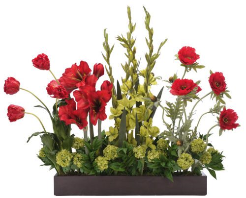 Poppy Gladiola, Faux Arrangement, 40"