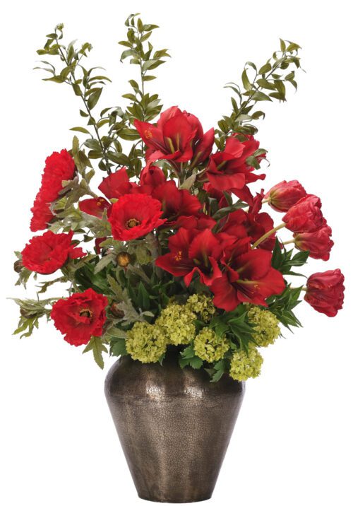 Amaryllis Snowball, Faux Arrangement, 41"