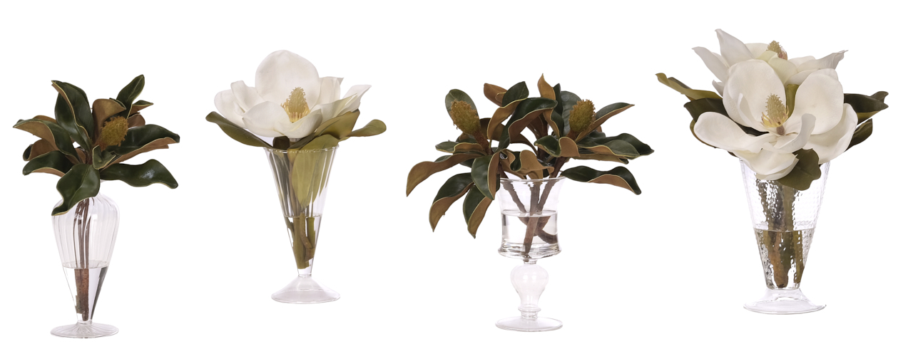 Magnolia FoliageSet of 4, Faux Watergarden, 12″