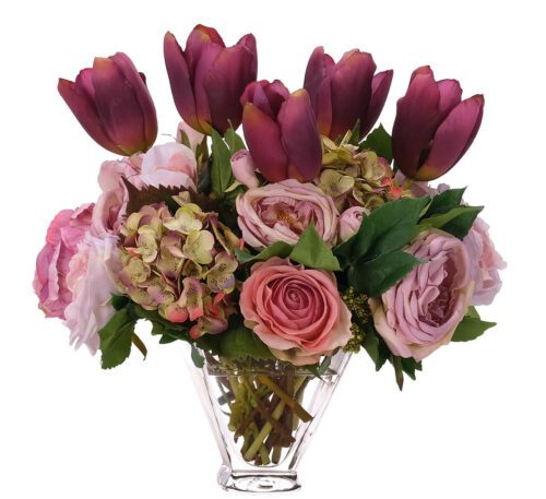 Rose Tulip, Faux Watergarden, 15" (Final Sale)