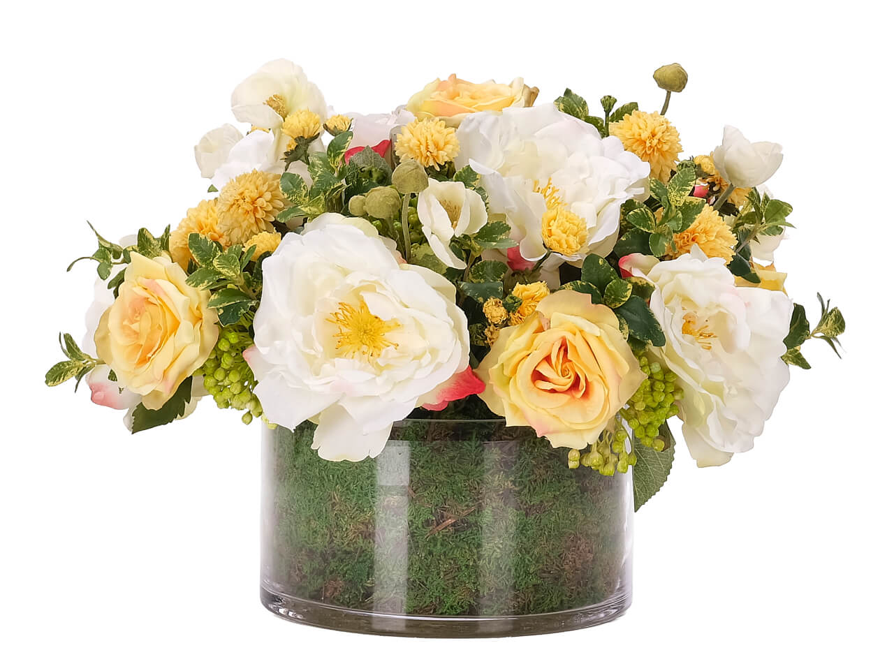Rose Anemone, Faux Moss Garden, 12″