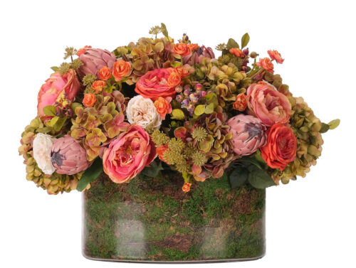 Rose Protea, Faux Moss Garden, 19"