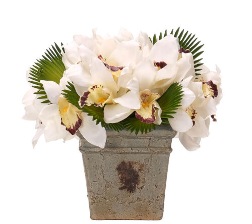 Cymbidium Orchid, Faux Arrangement, 12" (Final Sale)