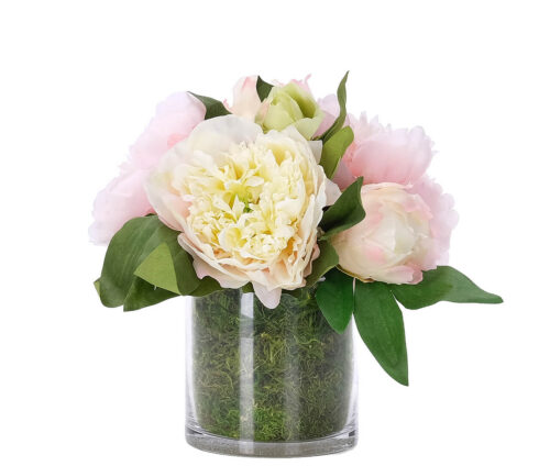 Peony, Set of 2, Faux Moss Garden, 8"