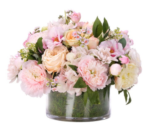 Rose Peony, Faux Moss Garden, 15"