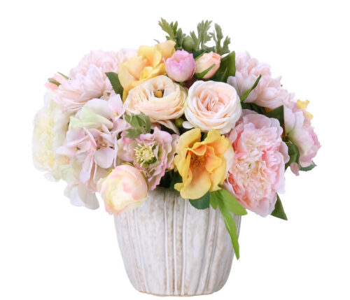 Dahlia Ranunculus, Faux Arrangement, 13"
