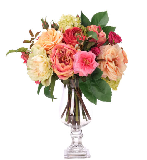 Rose Ranunculus, Faux, Drop In, 18"