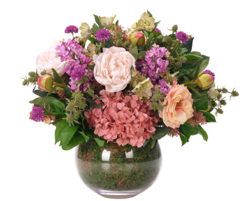 Lilac Peony, Faux Moss Garden, 19"