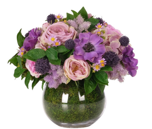 Anemone Rose, Faux Moss Garden, 14"