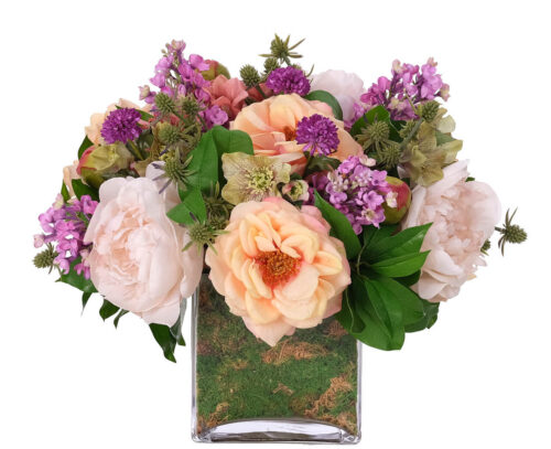 Lilac Peony, Faux Moss Garden, 13"