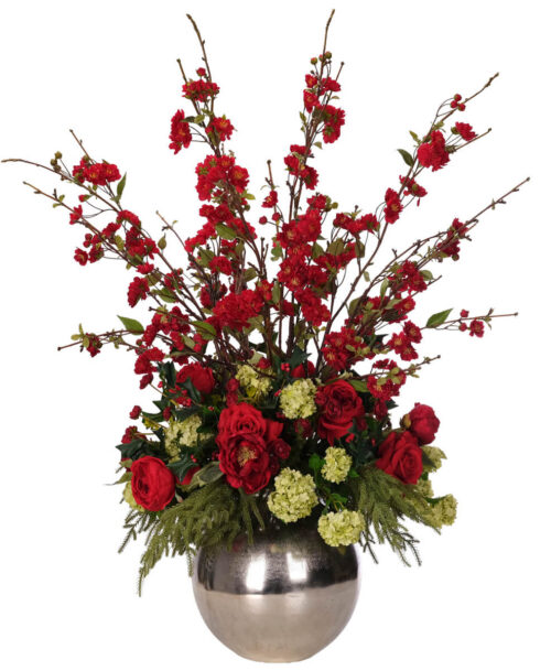 Rose Snowball Hydrangea, Faux Arrangement, 51"
