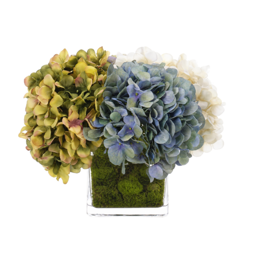 Hydrangea, Faux Moss Garden, 9"
