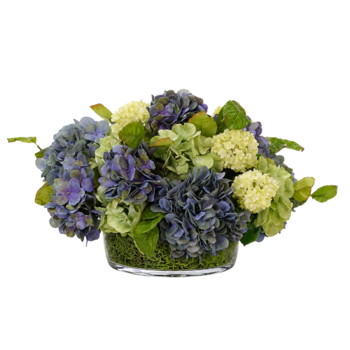 Hydrangea, Faux Moss Garden, 12"