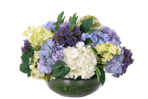 Hydrangea, Faux Moss Garden, 17"