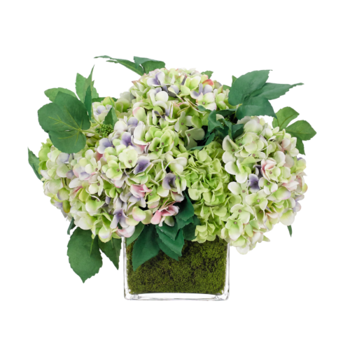 Hydrangea, Faux Moss Garden, 13"