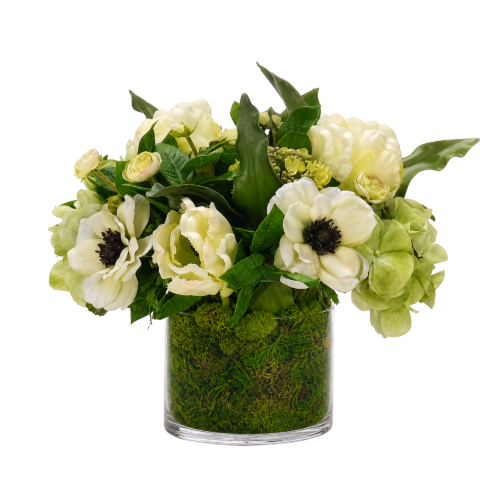 Tulip, Anemone, Faux Moss Garden, 13"