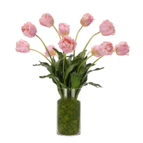 Real-Touch Tulip, Faux Moss Garden, 26"
