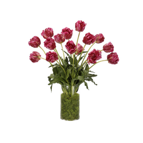 Real-Touch Tulip, Faux Moss Garden, 29"
