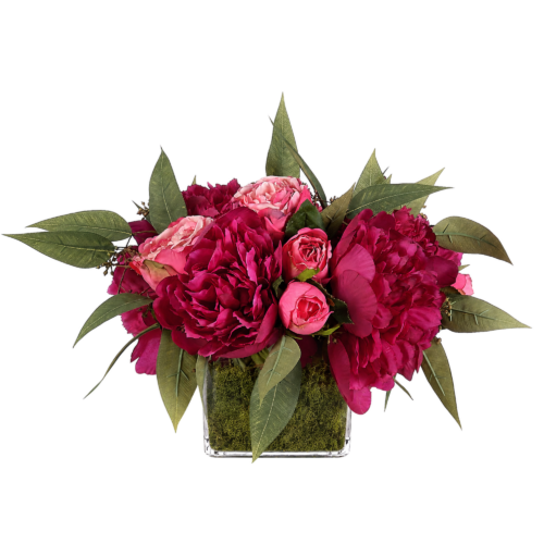 Peony Rose, Faux Moss Garden, 9"