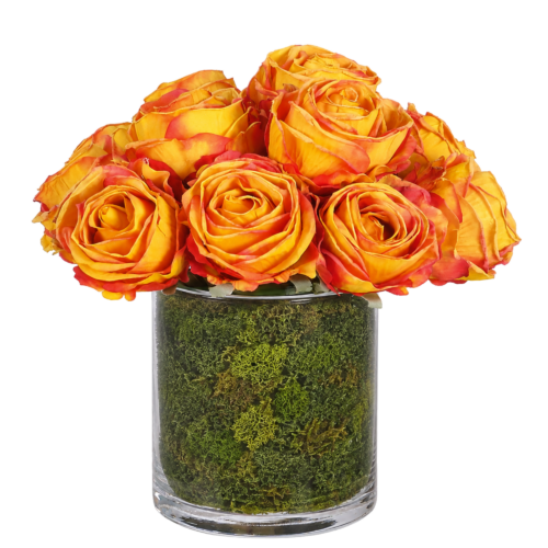 Rose, Faux Moss Garden, 7"